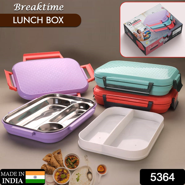 lunch box steel compartments for food organization.