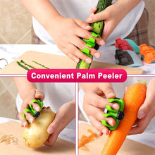 Ergonomic hand peeler with a comfortable grip.