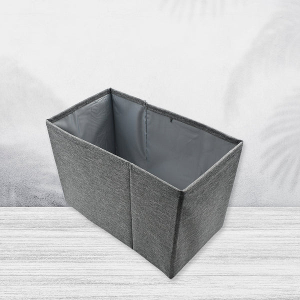 Foldable storage box with lid and handles