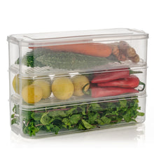 3 Fridge Storage Container, Fridge Organizer with Lid Stackable Fridge Storage Containers Plastic Freezer Storage Containers for Fish, Meat, Vegetables, Fruits, Pack of 3pcs, 1500ML Approx