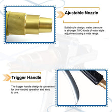 Trigger hose nozzle in gold, durable with lever action for water spraying.