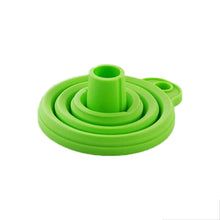 Compact silicone funnel for easy pouring.